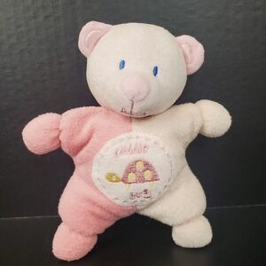 KIDS PREFERRED Cuddle Bug Pink Star Teddy Bear Baby Rattle Plush 8" Stuffed 2015